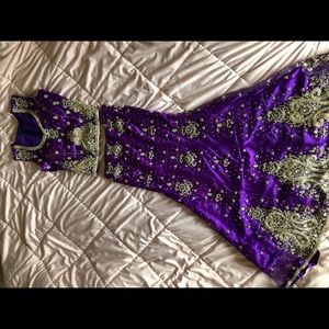Purple heavily beaded lehenga with dupatta
